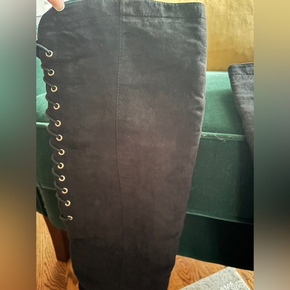 EUC - Two Lips Black Faux Suede Lace-Up Over-the-Knee Boots - No Call Outs - Picture 10 of 16